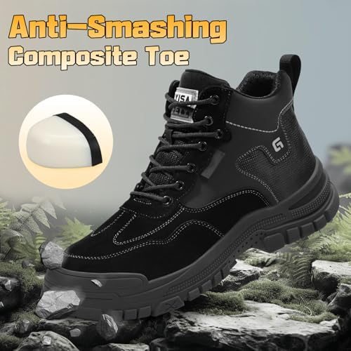GUSAYEX Steel Toe Boots for Men Puncture Resistant Work Boots