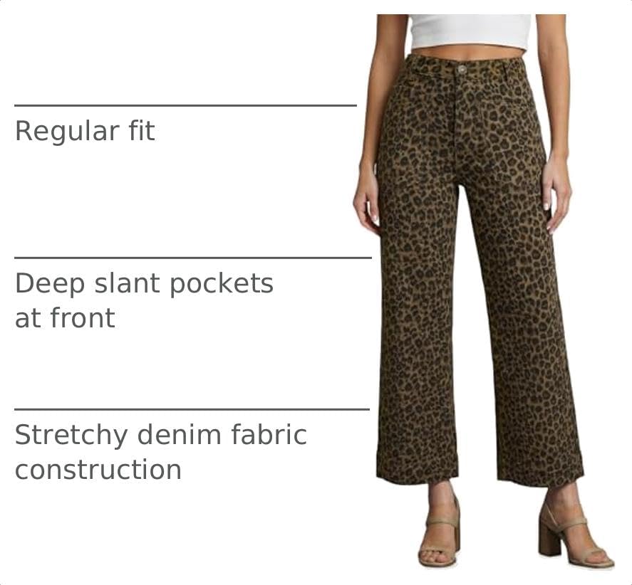 Cicy Bell Womens Cropped Wide Leg Jeans High Waisted Baggy Denim Ankle Pant
