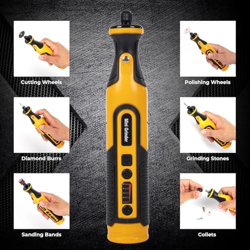 7.2V Cordless Rotary Tool Kit, 28000 RPM Mini Grinder with 65-Piece Accessories, Variable Speed Electric Drill Set with LED Light for Engraving, Polishing, Cutting, Wood Carving, DIY Crafts