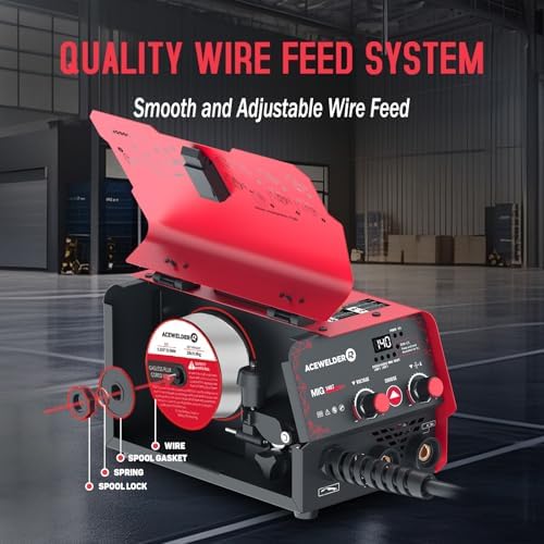 140A Flux Core MIG Welder,3 in 1 Gasless MIG Stick Lift TIG With Helmet
