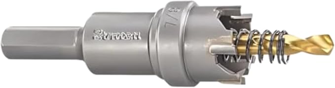 Starrett Tungsten Carbide Tipped Stainless Steel Sheet Metal Hole Saw - Ideal for Stainless, High Alloy Steel, Non-Ferrous Metals, Reinforced Fabrics - 7/8'' Diameter - SM22