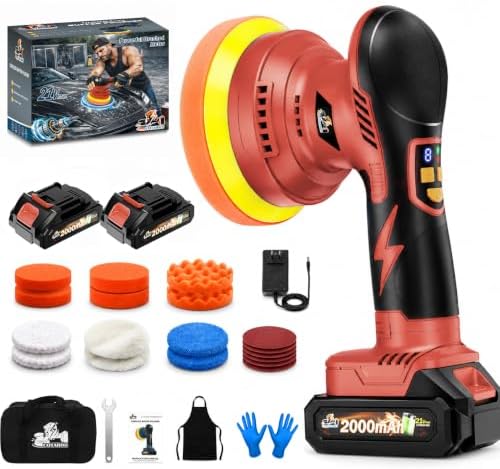 Cordless Dual Action Car Buffer Polisher, 8-Speed, 2*21V Batteries