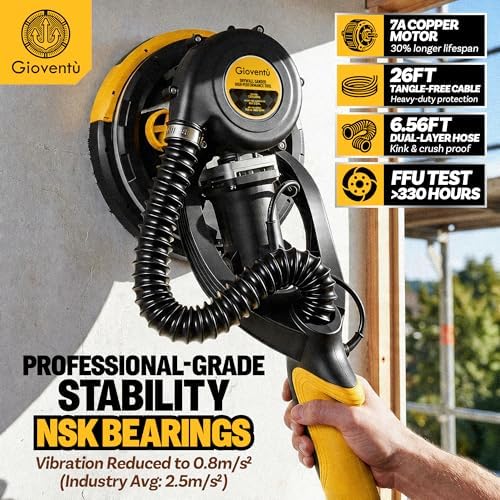 Electric Drywall sander with Vacuum, NSK Bearing& 26' Cord for Ceiling&Wall