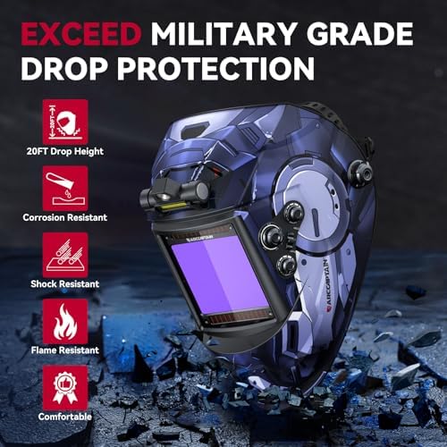 ARCCAPTAIN Auto Darkening Welding Helmet with Light, 3.94"X3.66" Large View