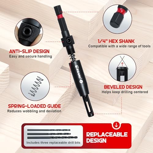EZARC Countersink Drill Bit Set, 22PCS with Self Centering Drill Bits