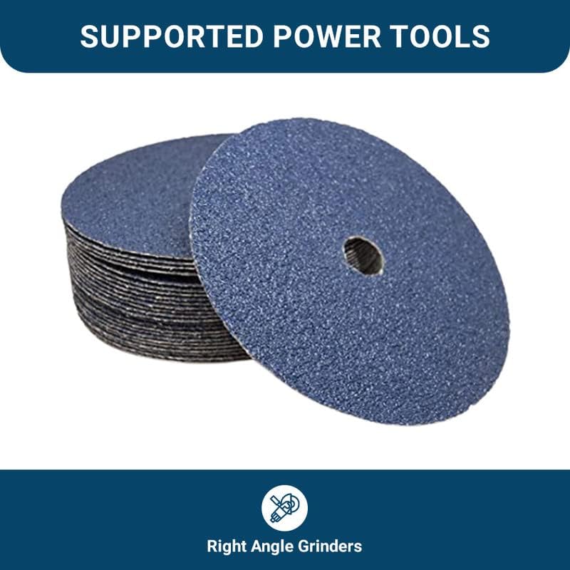 Benchmark Abrasives 7 Inch Sanding Discs Zirconia Resin Fiber Grinding Disc for Grinding, Stripping on Wood, Fiberglass, Steel, Metal, 7/8" Arbor Angle Grinder Sanding Disc, 25 Pack - 36 Grit