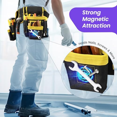 Tool Belt for Men, Freely-Combinable Magnetic Tool Belt with Suspenders
