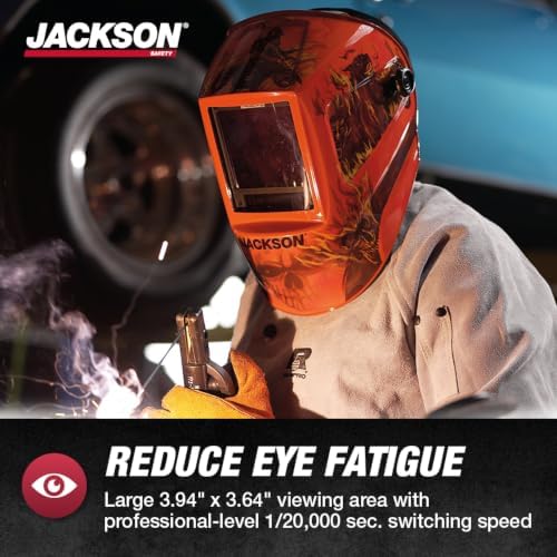 Jackson Safety Premium Graphic Welding Hood with ADF - Ultra Lightweight Auto Darkening Welding Helmet - ANSI Z87.1 (Multiple Styles)