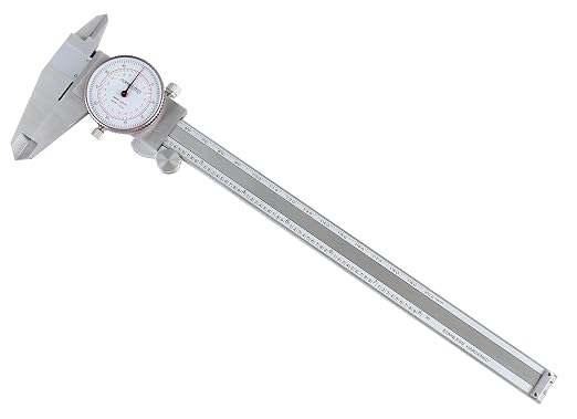 Accusize Industrial Tools 8''/200 mm by 0.001''/0.02 mm Dual Needle Precision Dial Caliper Stainless Steel in Fitted Case, Imperial/Metric, P920-S238