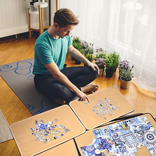 1500 Pieces Jigsaw Puzzle Board, Portable Puzzle Board, 25"×35.43" Jigsaw Puzzle Table Board, Puzzle Keeper Puzzle Caddy with Sorting Trays & Detachable Board,Non-Slip Surface