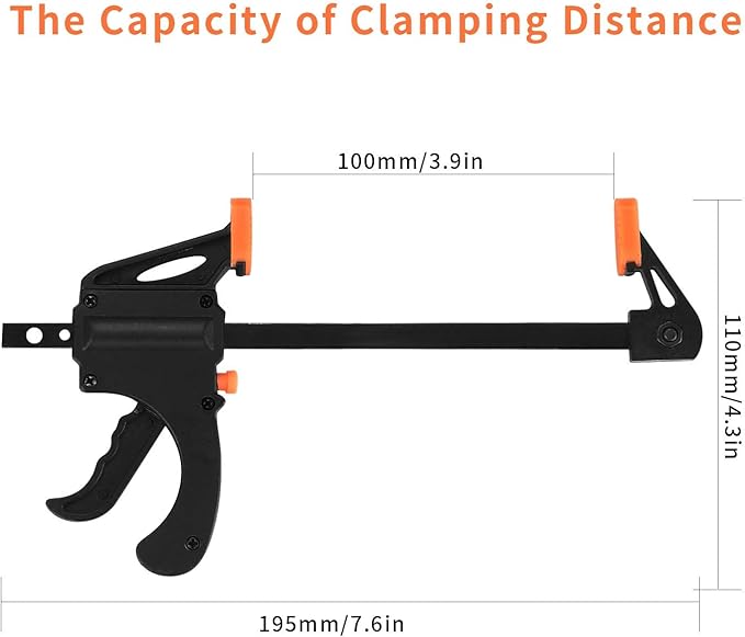 4 Inch Bar Clamps for Woodworking, 5 Pcs Trigger Quick Grip Clamps, One Handed Ratchet Wood Working Clamp, Mini Small Bar Woodworking Clamps for Wood Gluing Crafts (4Inch)