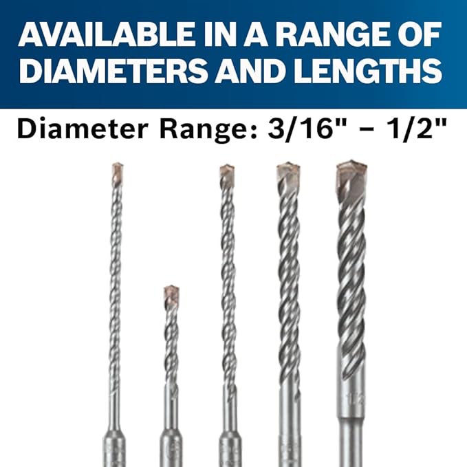 BOSCH HCK005 5-Piece Assorted Set SDS-Plus Bulldog Rotary Hammer Bits Ideal for Applications in Masonry, Brick, Block, Concrete