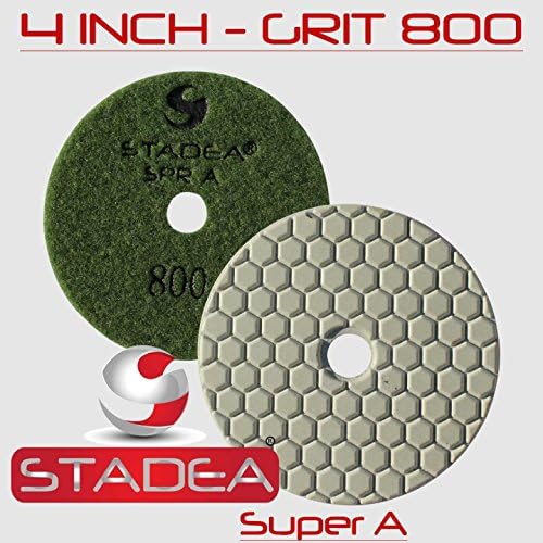 Diamond Polishing Pads 4" Dry For Concrete Granite Stone Polish- Set of 8 Pads, 1 Rubber Backer Holder
