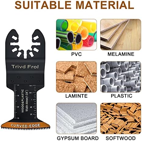 Trivd Frol 100 PCS Curved-Edge Oscillating Tool Blades for Wood Plastics