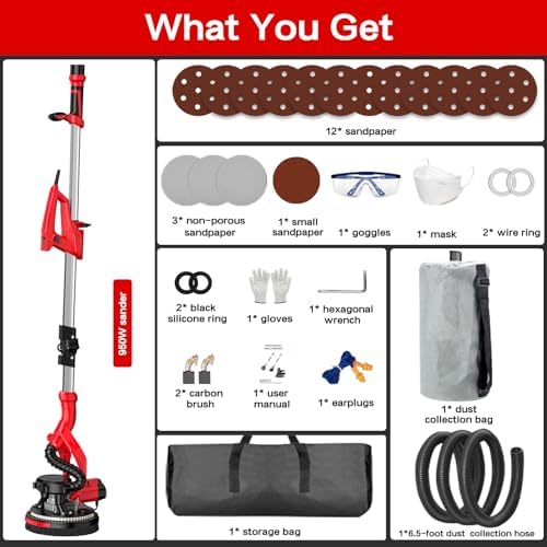 Electric Drywall Sander with Vacuum Dust Collector,Popcorn Ceiling Removal