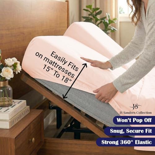 JS Sanders Collection Split Head Sheet Set 4PC King Size, Blush