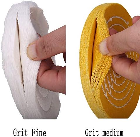 SCOTTCHEN Polishing Wheel for Bench Grinder Buffing Wheel 8 inch White (70 Ply) & Yellow (42 Ply) for Buffer Polisher with 5/8 Inch Arbor Hole 2 PCS