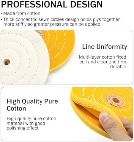 SCOTTCHEN 6inch Buffing Polishing Wheels 1/2" Arbor Hole,Soft/Fine/Medium for Bench Grinder Tool-4PCS,with Buffing Polishing Cutting Compounds 7.4 Oz.Kit