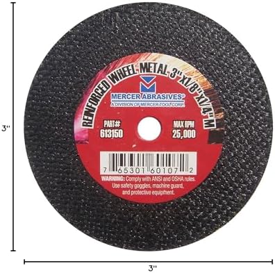 Mercer Industries 613150 - 3" x 1/8" x 1/4" Cut-Off Wheels for Metal (50pack)