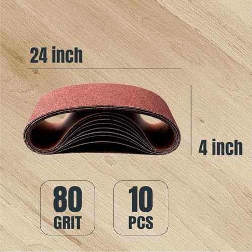 POWERTEC 4 x 24 Inch Sanding Belts, 30 PK, 10 Each of 40 60 80 Grits, 4x24 Belt Sander Sanding Belts Assortment, Aluminum Oxide Sandpaper for Oscillating Belt Sander, Woodworking (110092)