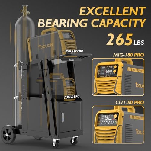TOOLIOM Welding Cart with Lockable Cabinet, 265 lb Capacity