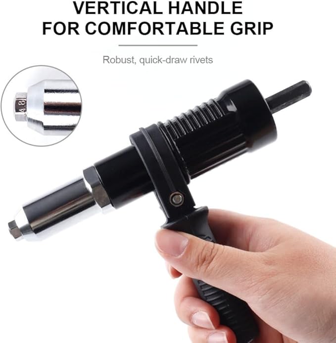 Electric Rivet Tool Adapter Set for Cordless Drill High Efficiency Low Noise Forged Alloy Steel 2.4-4.8 mm Shaft Sizes 1 Pack