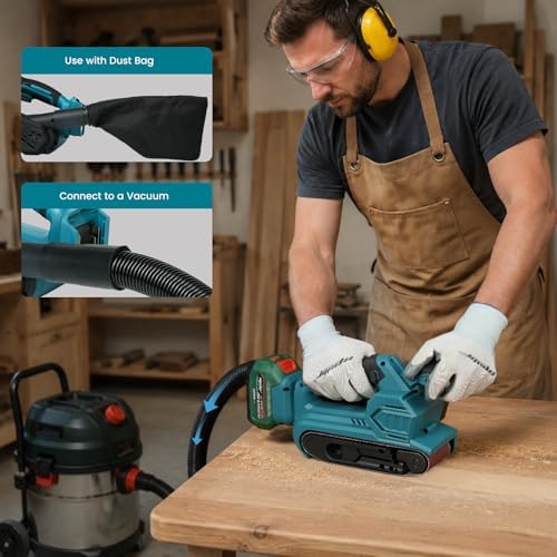 Cordless Brushless Belt Sander Compatible with Makita 18V Battery