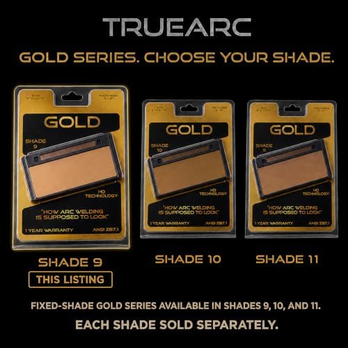 Gold Auto-Darkening Welding Lens, Shade 9, 2" x 4 1/4", Solar-Powered True Color Filter for Welding Hoods