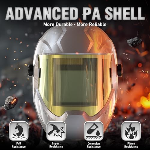 YESWELDER Auto Darkening Welding Helmet, 180 Panoramic View, Silver