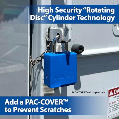 PACLOCK's 1-Series Padlock, High Security Rotating Disc, 2-1/2" Tall Hard. Stainless Steel Shackle, Exclusive Key Number, Keyed Differently w/ 1 Key, Silver