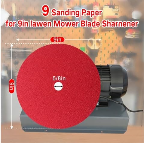 Goldsand Lawn Mower Blade Sharpener, 1HP 750W Lawnmower Blade Grinder Professiona with 9-inch Red Ceramic Grinding Wheel, for High/Low Lift Blades, Gator Blades, Flat Blades