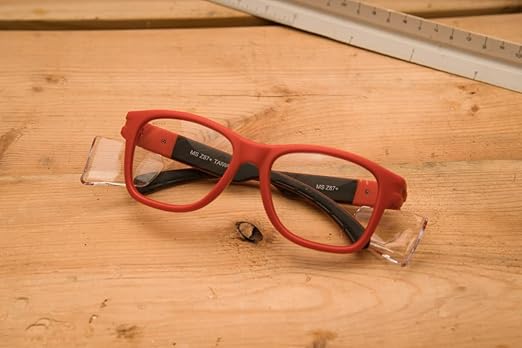 MAGID Y50 Safety Glasses for Construction | Red Frame — 2 Pairs, Clear Lens | Side Shields, ANSI Z87.1+, Anti-Fog, Scratch-Resistant, 99.9% UV Protection, Polycarbonate Lens