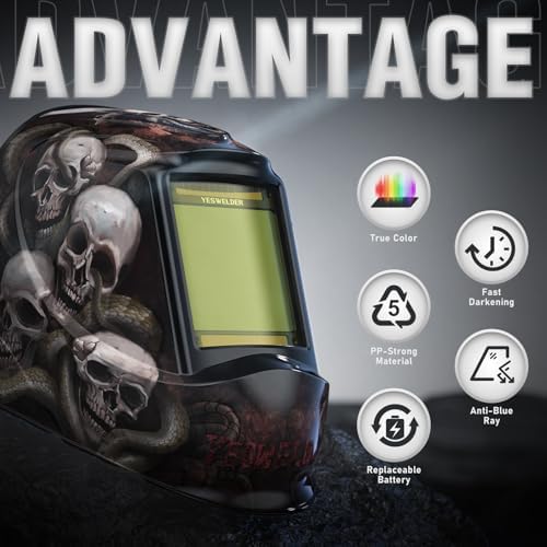 YESWELDER Auto Darkening Welding Helmet, Large View, LYG-M800H-SS