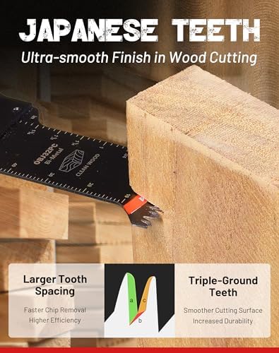 EZARC Bi-Metal Arc Edge Oscillating Tool Blade, Japanese Teeth Oscillating Saw Blades for Clean Cuts in Hard Wood & Plastic, Universal Fit Multitool Blades, 5-Pack