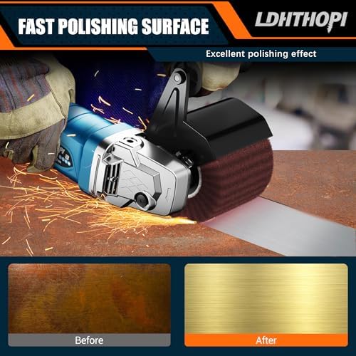 LDHTHOPI 1800W Burnishing Polishing Machine, 110V Handheld Electric Stainless Steel Polisher, 8 Variable Speed, 3100RPM for Metal with 2 Wheels, Stainless Steel, Wood