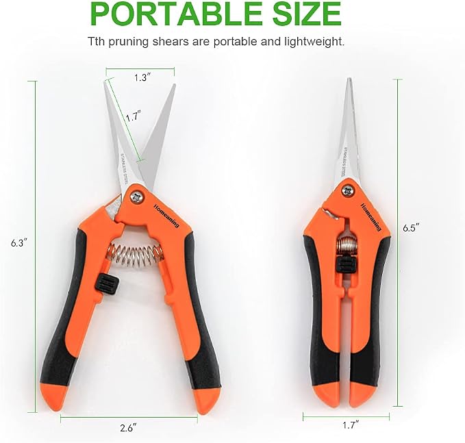 3 Packs Garden Pruning Shears with Straight Blades Trimming Scissors, Gardening Hand Pruning Snips Titanium Coated Precision Bonsai Pruning Shears, Convenient Flower Cutters (Orange)
