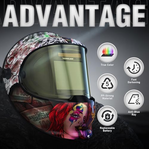 YESWELDER Auto Darkening Welding Helmet, 180° View, LYG-Q800D-JK