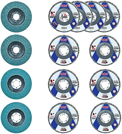 Sali 10 Pack Zirconia Flap Disc 40 Grit 4PCS/ 60 Grit 2PCS/ 80 Grit 2PCS/120 Grit 2PCS 4.5" x 7/8-Inch Sanding Disc Bevel Type #29 Premium and Industrial Grade High Performance Edge Grinding Wheel
