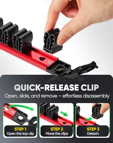 ALOANES 3PC Magnetic Screwdriver Organizer - 36 Slot Aluminum Alloy Rail for Toolbox & Metal Pegboard, Strong Magnetic Holder for Wrenches, Pliers, Workshop Garage Storage(Red)