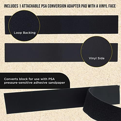 Dura-Gold Pro Series Longboard Hand Sanding File Sander Block - Hook & Loop Backing and PSA Adapter Pad & 400 Grit PSA Longboard Sandpaper 12 Yard Roll, 2-3/4" Wide