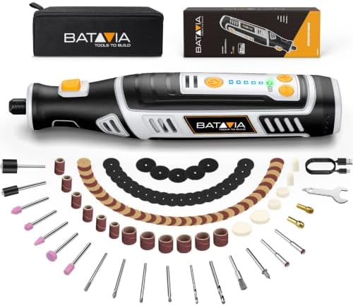BATAVIA 8V Cordless Rotary Tool, 5 Speed 117PCS Kit for Engrave/Sand/Drill