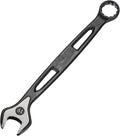 HARFINGTON Combination Wrench 19mm Metric Extra Long 12-Point Box and Open End Carbon Steel Double Ended Industrial Grade Spanner for Automotive Furniture Machinery DIY Repair, Black