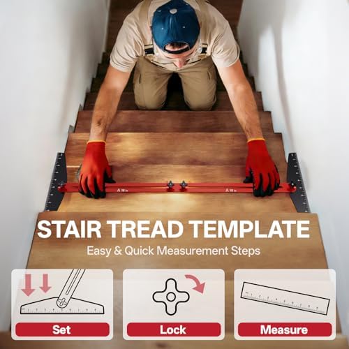 Stair Tread Gauge Template Tool, 10-67 Inches Adjustable Aluminum Alloy Stair Measuring Jig for Accurate Measurement,Includes Storage Bag