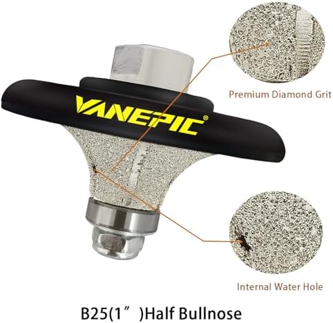 1 inch B25 Diamond Demi bullnose Half Bullnose Profile Wheel Diamond Hand Profiler Router bit with 5/8-11 Thread for Grinder Polisher Granite Marble Concrete and Countertop Edge