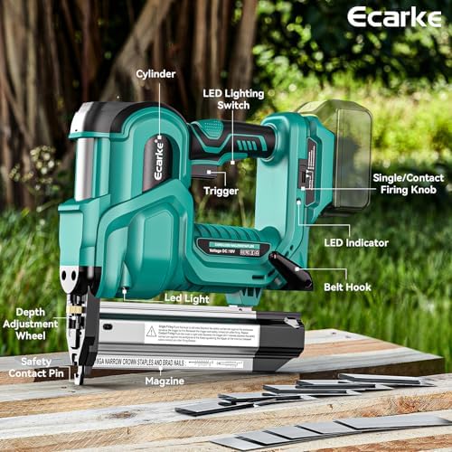 Ecarke 2" Brad Nailer Cordless Stapler Compatible with Makita 18V, 2 in 1 Electric Nail Gun/Staple Gun with 18GA Nails/Staples, Battery Power Nail Gun for Trim Wood Crafting Carpentry DIY, Tool only