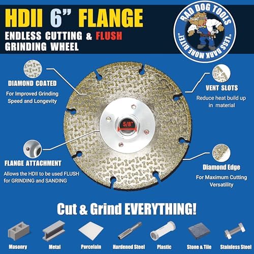 Bad Dog Tools 6" Flange HDII Multipurpose Flush Cut/Grind Diamond Wheel