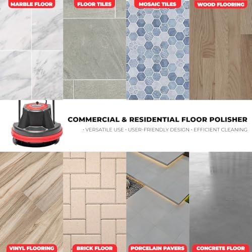 XtremepowerUS 10" Heavy Duty Single Pad Commercial Polisher Orbiter Hard Floor Polisher Cleaner Machine, Wide Cleaning Path Floor Cleaning, 39ft Cord