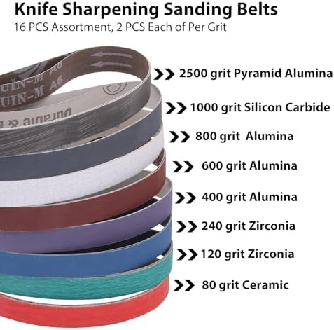 16 Pack 1 x 18 Inch Replacement Sanding Belts for Knife Sharpening