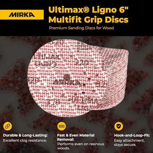Mirka Ultimax Ligno 6in Sanding Discs Grit 240 Hook Loop 100pcs
