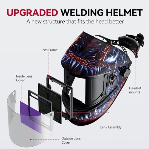 ARCCAPTAIN Welding Helmet, 3.94"×3.66" Auto Darkening Welding Hood